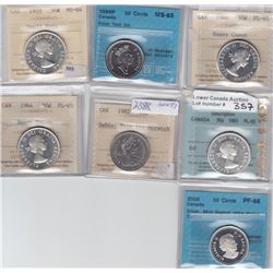 Lot of Seven Graded Fifty Cents