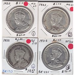 Lot of Four 1935 Silver Dollars