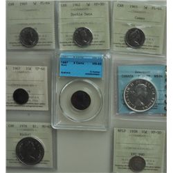 Lot of Eight Miscellaneous Graded Coins