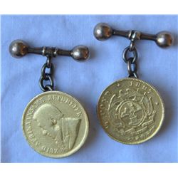 Coin Jewellery - Two Gold Cufflink South Africa Half Ponds