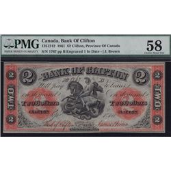 1861 Bank of Clifton $2