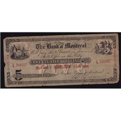 1864 Bank of Montreal $5 Counterfeit
