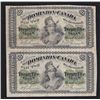 Image 1 : 1870 Dominion of Canada Uncut Pair Twenty Five Cents