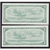 Image 2 : Lot of Two Consecutive 1954 Bank of Canada $1 Replacement Notes