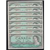 Image 1 : Lot of Eight Consecutive 1954 Bank of Canada $1 Replacement Notes