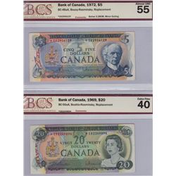 Bank of Canada Replacement Lot of Two Notes