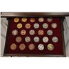 Image 2 : Lot of 78 Medals & Tokens in Lovely Wooden Coin Cabinet