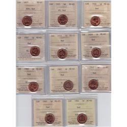 Lot of Eleven ICCS Graded One Cents