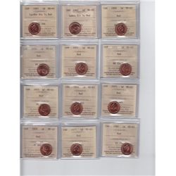 Lot of Twelve ICCS Graded One Cents
