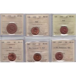 Lot of Six ICCS Graded One Cents