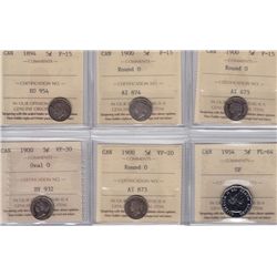 Lot of Six ICCS Graded Five Cents