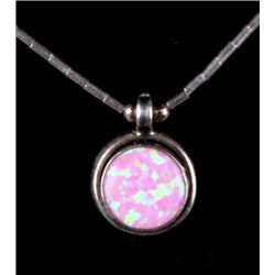 Sterling and Pink Opal Necklace
