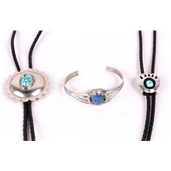 Bolo Ties and Blue Lapis Bracelet