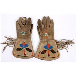 Early Northern Plains Beaded Gauntlet Gloves These