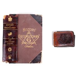 Antique Freemasons History Book and Wallet This lo