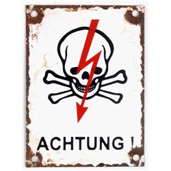Achtung! Porcelain German Sign