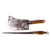 Image 1 : Antique Meat Cleaver and Sharpening Steel