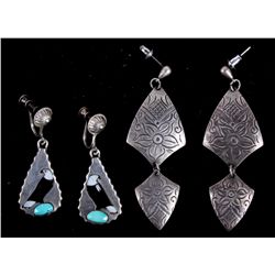 Southwestern Indian Silver Earrings (2 sets) The l