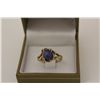 Image 1 : ONE LADIES 14KT YELLOW GOLD SYNTHETIC STAR SAPPHIRE DRESS RING. SET WITH 1 OVAL CABOCHON CUT BLUE