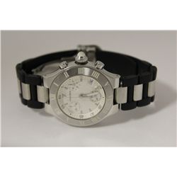 ONE CARTIER STAINLESS STEEL LADIES OR GENTS CHRONOGRAPH 21 WRIST WATCH. THE WATCH HAS A QUARTZ