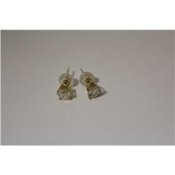 ONE PAIR OF 14KT YELLOW GOLD DIAMOND SOLITAIRE DESIGN EARSTUDS. COMBINED WEIGHT OF BOTH STUDS IS