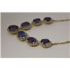 Image 2 : ONE 14KT YELLOW GOLD AND 10KT YELLOW GOLD NATURAL TANZANITE AND DIAMOND SET CHOKER LENGTH NECKLACE.