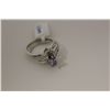 Image 1 : ONE LADIES 14KT WHITE GOLD NATURAL TANZANITE AND DIAMOND SET ENGAGEMENT RING AND WEDDING BAND SET.