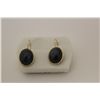 Image 1 : ONE PAIR OF 14KT YELLOW GOLD NATURAL SAPPHIRE EARRINGS. EACH EARRING IS BEZEL SET WITH 1 OVAL