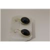 Image 2 : ONE PAIR OF 14KT YELLOW GOLD NATURAL SAPPHIRE EARRINGS. EACH EARRING IS BEZEL SET WITH 1 OVAL