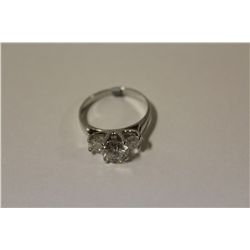 ONE LADIES 14KT WHITE GOLD TRINITY DESIGN DIAMOND SET ENGAGEMENT RING OR DRESS RING. THE TOTAL