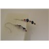 Image 2 : ONE PAIR OF 14KT WHITE GOLD DANGLING NATURAL BLUE SAPPHIRE AND RUBY EARRINGS. BEZEL SET WITH 4