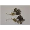 Image 2 : ONE PAIR OF 14KT YELLOW GOLD AND NATURAL SMOKEY QUARTZ BRIOLETTE EARRINGS.