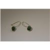 Image 1 : ONE PAIR OF 10KT YELLOW GOLD NATURAL EMERALD EARRINGS. THE PAIR IS BEZEL SET WITH 2 OVAL MIXED CUT