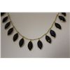 Image 2 : ONE 14KT YELLOW GOLD NATURAL BLUE SAPPHIRE NECKLACE, 46CM LONG. INCL. 13 MARQUISE SHAPED DANGLING