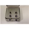 Image 1 : ONE 14KT YELLOW GOLD DANGLING NATURAL BLUE SAPPHIRE EARRINGS. SET WITH 6 PEAR SHAPED NATURAL BLUE