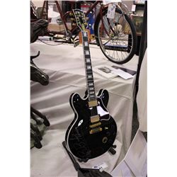B.B. KING SIGNED GIBSON CUSTOM LUCILLE GUITAR WITH PEARL INLAY. HAND SIGNED BY B.B. AT HIS RIVER
