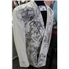Image 4 : STEVE KAUFMAN ORIGINAL DRAWN BLAZER FEATURING ICONIC POP ART IMAGERY SUCH AS: COCA-COLA, MICKEY