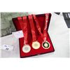 Image 1 : AUTHENTIC 2008 BEIJING OLYMPIC MEDALS. GOLD, SILVER AND BRONZE WITH COA NO. 0889. ORIGINALLY A GIFT