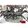 Image 2 : 2 CONFEDERATE SOLDIER AND 2 NATIVES ON HORSE, ONE SOLO HORSE LARGE BRONZE 44" HIGH 78" WIDE 36"