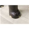Image 2 : 3 HAND CARVED EBONY ELEPHANT WITH TRUNK EXTENDED, 18" TALL (TO TOP OF TRUNK) IVORY INLAID INTO FEET