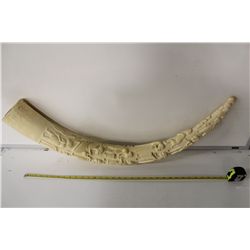 AFRICAN CARVED IVORY TUSK 32" LONG