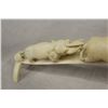 Image 2 : HAND CARVED IVORY ELEPHANT TUSK. RELIEF CARVED DESIGN DEPICTING 3 ELEPHANTS GRADUATING IN SIZE