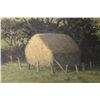Image 2 : THE HAY STACKS', OIL ON CANVAS BOARD, UNSIGNED ON FRONT INSCRIBED ON REVERSE IN PENCIL "THURBURN"