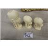 Image 1 : LOT OF 3 HAND CARVED AFRICAN FEMALE IVORY BUSTS. 9 1/2" HIGH AND TWO 6" HIGH