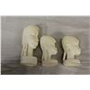 Image 2 : LOT OF 3 HAND CARVED AFRICAN FEMALE IVORY BUSTS. 9 1/2" HIGH AND TWO 6" HIGH