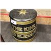 Image 1 : AN EDWARDIAN ROYAL NAVAL 'GROG TUB', C. 1914. AN EBONIZED BRASS BOUND OAK CASK WITH BRASS LETTERS