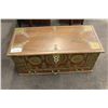 Image 1 : ANTIQUE ZAZIBA AFRICAN TEAK CHEST WITH BRASS FIXTURES 16" HIGH, 38" WIDE 17" DEEP