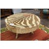 Image 1 : ZEBRA SKIN DRUM TABLE, WITH HOOFS AND GLASS TOP 36" ROUND