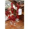 Image 1 : CRANBERRY BOHEMIAN GLASS PITCHER, WITH GOLD ACCENT AND 5 GLASSES