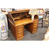 Image 1 : ANTIQUE OAK ROLL TOP DESK, WITH LOCKING KEY 46" HIGH 49" WIDE